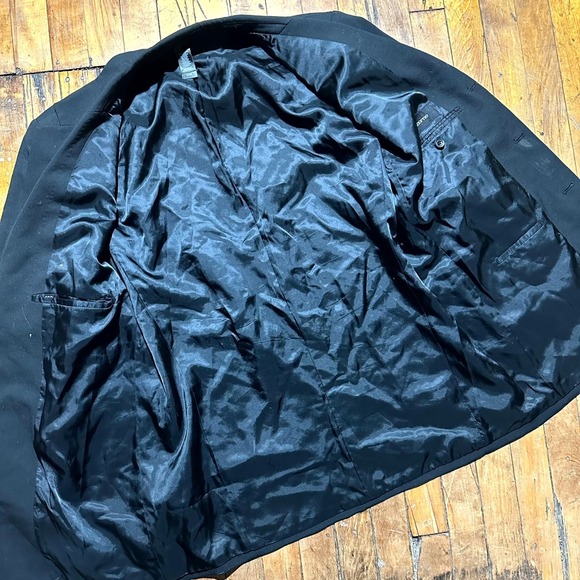 Claiborne Blazer Jacket Men's Size 42R Black Solid Long Sleeve Notch Lapel - Picture 2 of 10